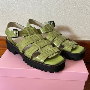 Intentionally Blank Haddie Green Croc Fisherman Sandals